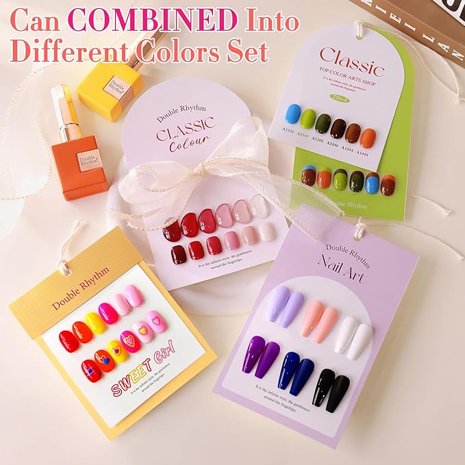 Double Rhythm 28Pcs 0.5Oz Gel Nail Polish Set Same Color Same Bottle Soak Off Gel Polish Kit Nail Art Manicure Salon DIY at Home for Women (Red Pink Collection-T24-4)-Velvo Beauty