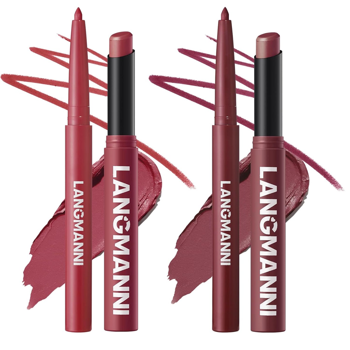 Jolilab 4Pcs Lip Set: 2 Colors Lip Liner+2 Colors Lipstick, Matte/Creamy,Smooth Creamy Texture,Long-Lasting,Bold/Nude Shades for Daily/Party, Vegan, Gift for Makeup Lovers.(#11+12)-Velvo Beauty