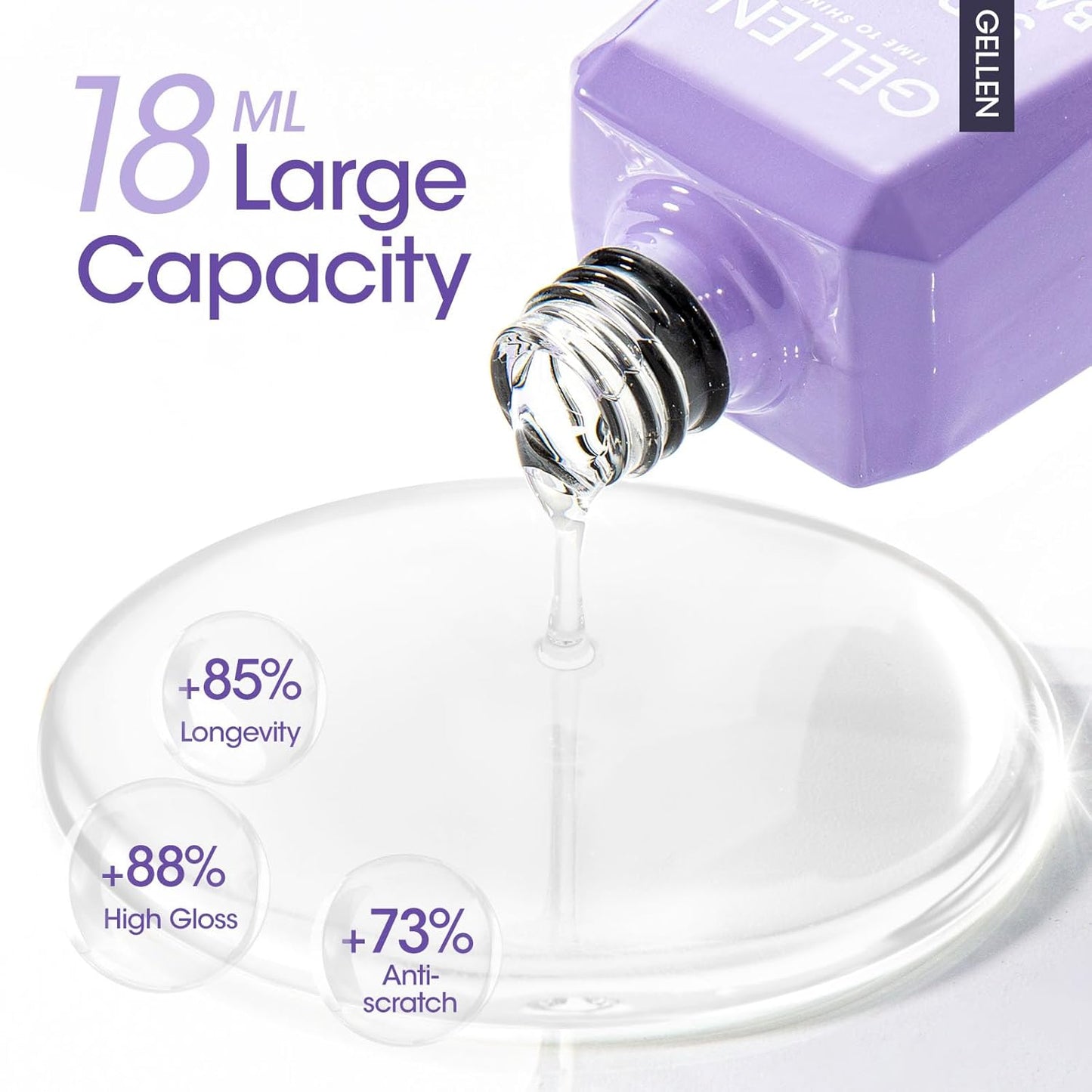 Gellen Gel Base Coat, 18 ml No Wipe Base Coat, Soak Off Nail Lamp Base Gel Polish, Upgraded Smooth Formula for Nail Salon at Home-Velvo Beauty