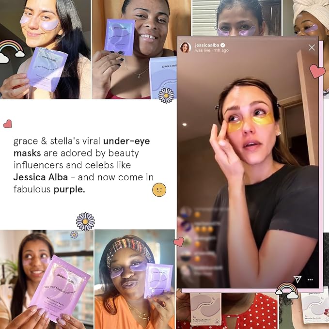 grace & stella Retinol Under Eye Patches for Puffy Eyes and Dark Circles - Restoring Gel Under Eye Masks with Hyaluronic Acid - Vegan Cruelty-Free Skincare - Birthday Gifts for Women (Purple, 6 Pairs)-Velvo Beauty