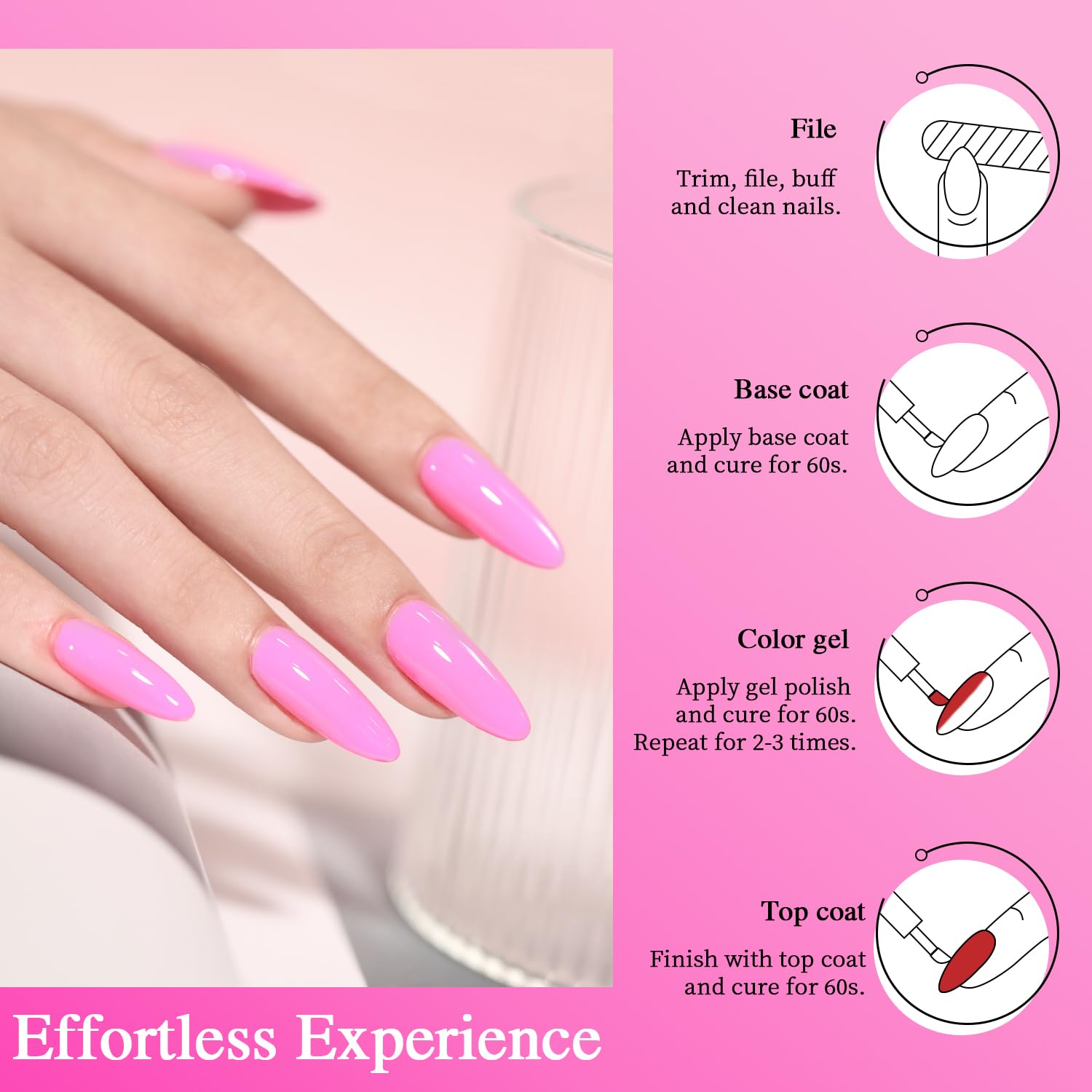 Pink Gel Nail Polish Set, Light/Hot Pink Cherry Blossom Strawberry All Seasons Soak Off Long Lasting Romantic 10 Colors Starter Kit DIY Home Gift for Girlfriend Woman Beginners-Velvo Beauty