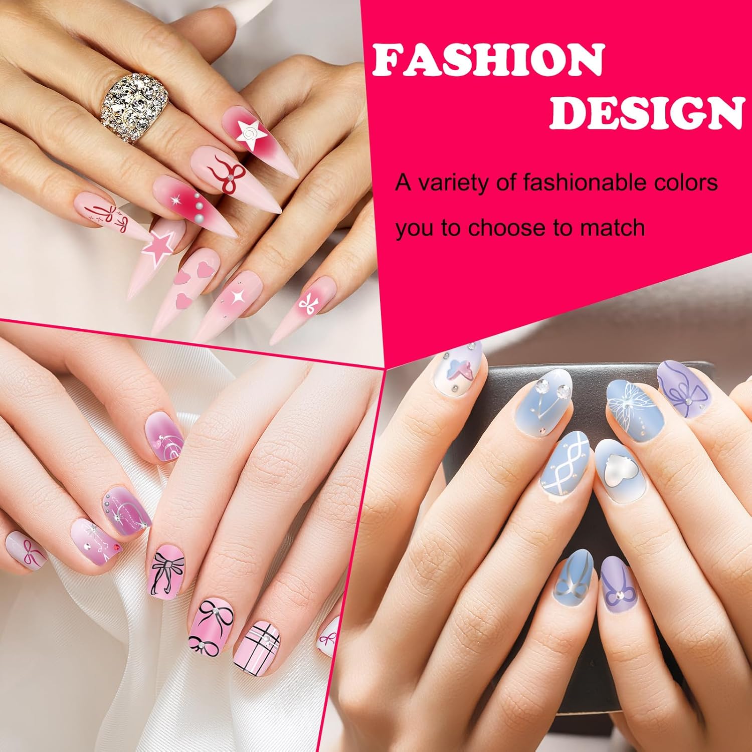 Whaline 6Pcs Coquette Nail Plates Stamping Set Bow Cherry Heart Stamp Templates Nail Art Plates for DIY Print Manicure Salon Design-Velvo Beauty