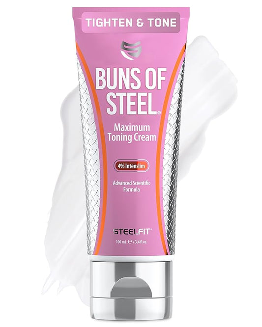 SteelFit Maximum Toning Cellulite Cream, Buns of Steel - Skin Firming & Tightening Body Lotion with Caffeine for Stretch Marks - Anti-Cellulite Remover Treatment for Booty, Thighs, Legs & Glutes-Velvo Beauty