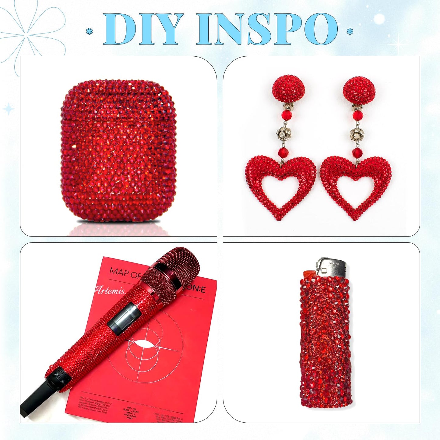 6000Pcs Resin Rhinestones for Bedazzling with 3Pcs B7000 Jewelry Glue, 1 Box Red Flatback Rhinestones for Crafting Crafts DIY, Crystals Gems for Clothing Shoes Tumblers Nail Art Makeup-Velvo Beauty