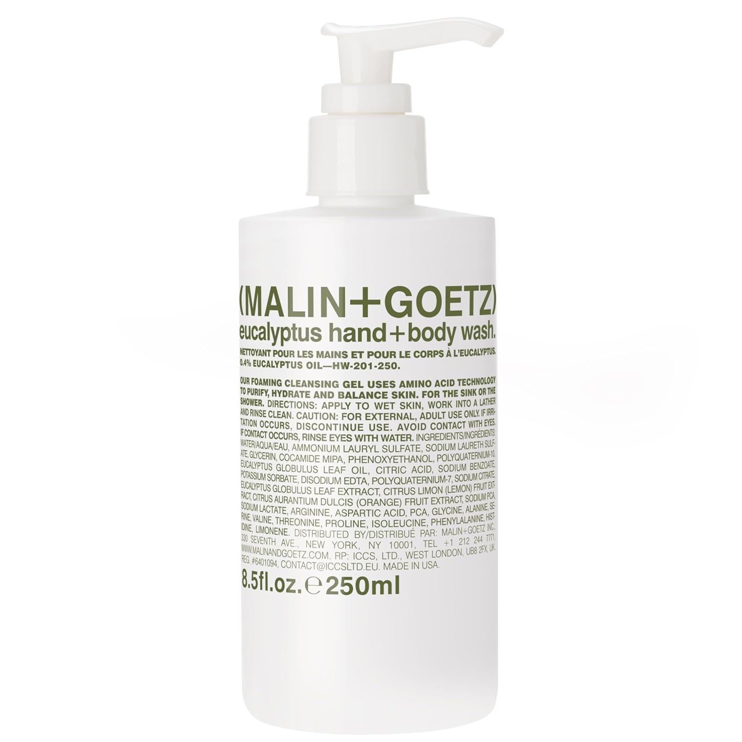 MALIN+GOETZ Eucalyptus Hand + Body Wash – natural hydrating soap,cleansing and purifying for all skin types, prevents stripping or irritation on sensitive skin. Cruelty-free. 8.5 fl oz-Velvo Beauty