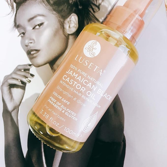 Luseta 100% Pure Natural Jamaican Black Castor Oil Hair Oil, Moisturizing & Healing, For Hair Growth 3.38oz-Velvo Beauty