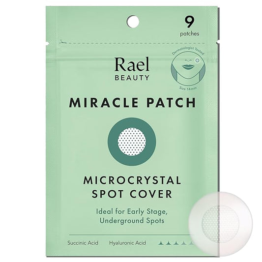 Rael Pimple Patches, Miracle Microcrystal Spot Cover - Hydrocolloid Acne Patch with Tea Tree Oil, Early Stage Zits and Blemish, Korean Skin Care, Vegan, Cruelty Free (9 Count)-Velvo Beauty