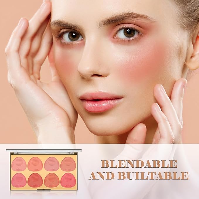 DAGEDA 8 Colors Blush Palette Makeup, Natural Face Blush for Cheeks, Smooth Powder Blush Palette with Brush,Facial Makeup Blushes Set-Velvo Beauty