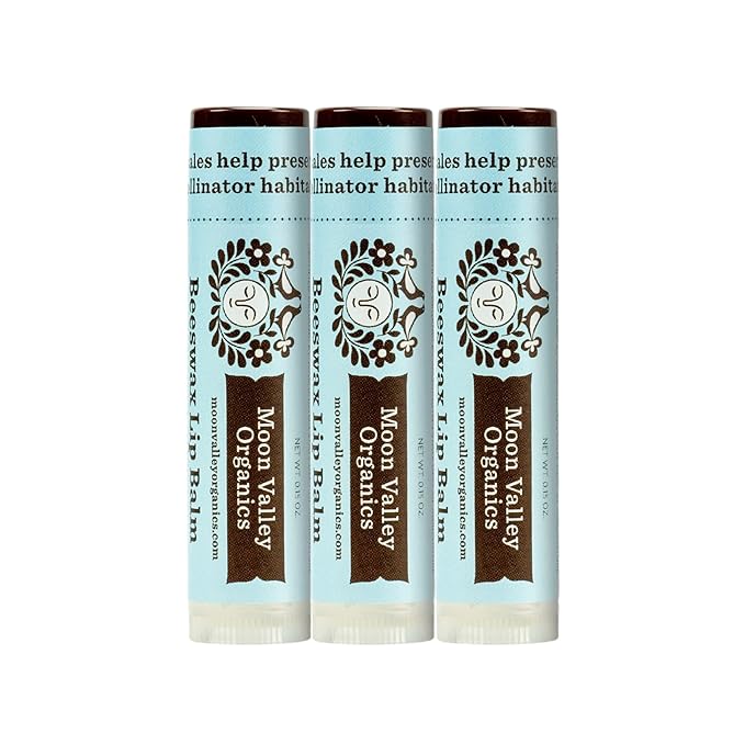 Moon Valley Organics Beeswax Lip Balm for Moisturizing Lips and Cuticles (COOL MINT VANILLA, 3-Pack)-Velvo Beauty