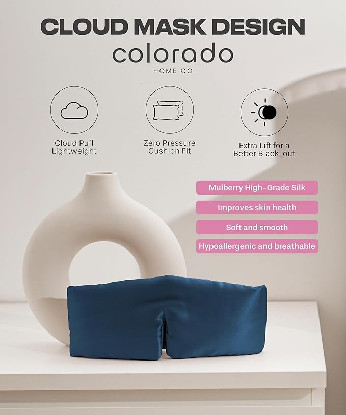 SUNDAYSILKS™ | Adjustable Silk Sleep Mask for Side Sleeper | Cloud-Like Comfort, Weighted for Deep Sleep | Soft Sleep Face Mask for Women & Men, Full Blackout, Cooling Silk Eye Mask for Sleeping-Velvo Beauty
