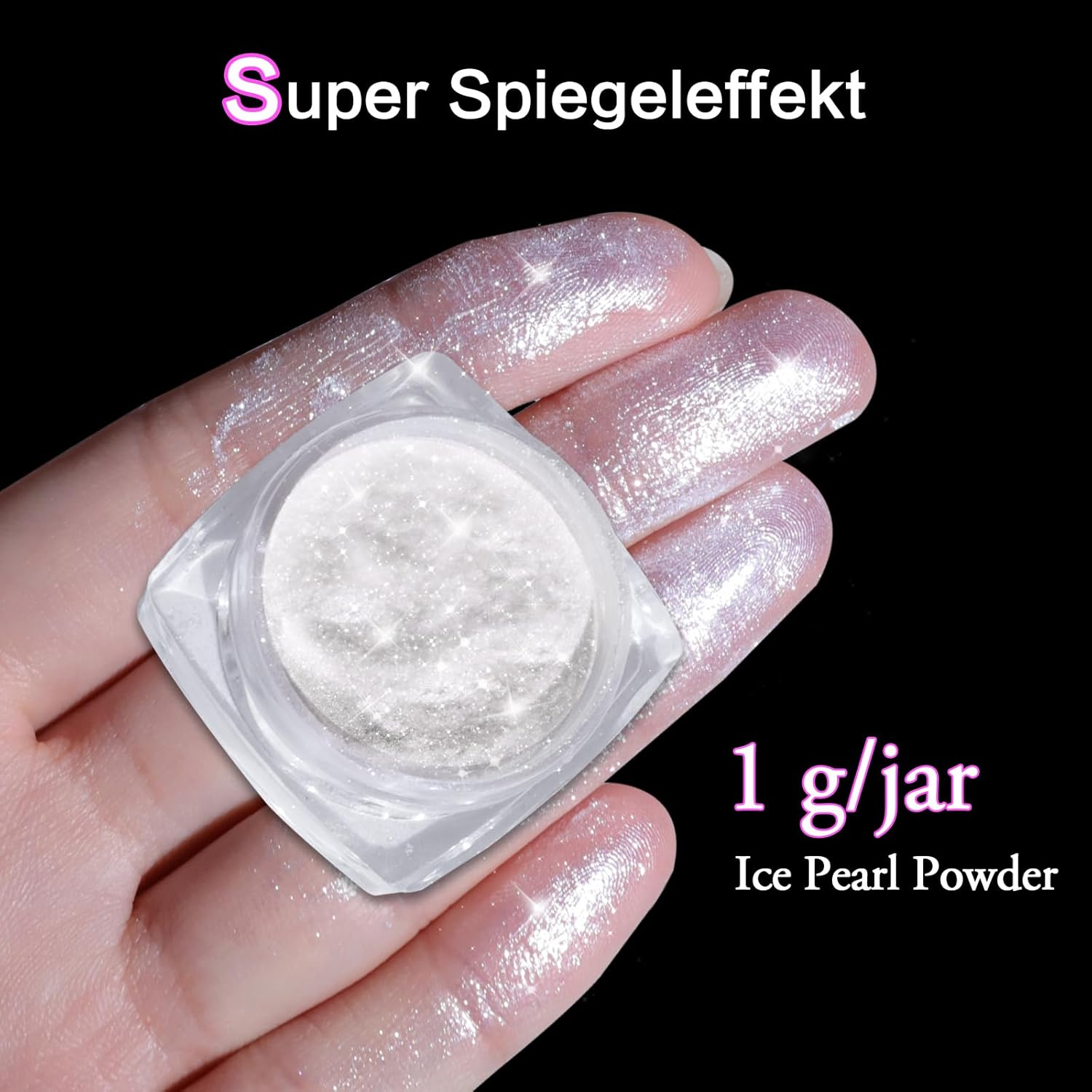 Pearl Chrome Nail Powder:【Super Transparent】 White Pearl Chrome Nail Powder Ice Shimmer Jewelry Transparent Aurora Glazed Donut Chrome Nail Powder for Nails Art DIY-Velvo Beauty