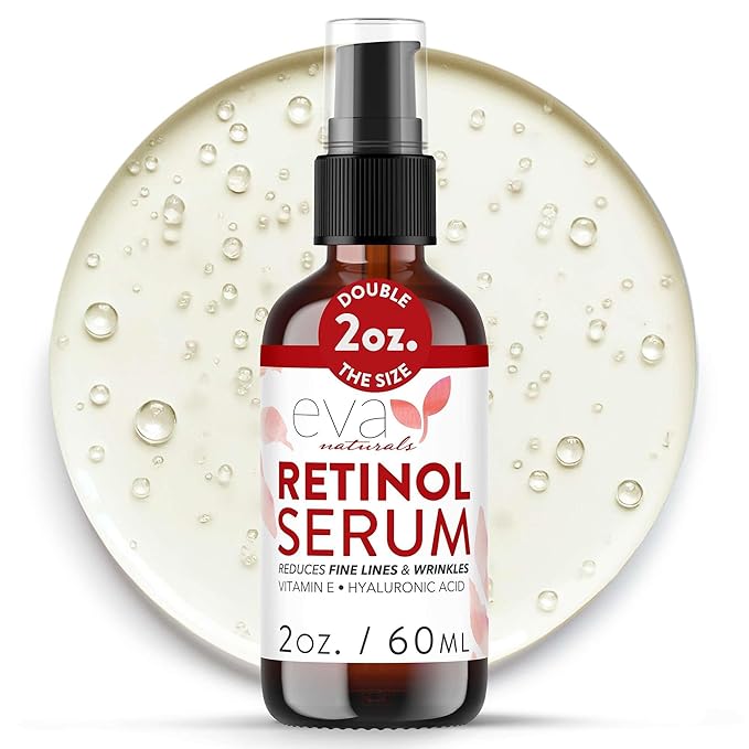 Eva Naturals Retinol Serum for Face – Anti Aging Night Serum with Hyaluronic Acid, Vitamin E, Witch Hazel, Aloe – Wrinkle Moisturizer, Dark Spot Corrector, Acne Scar Treatment, Skin Brightening – 2oz-Velvo Beauty