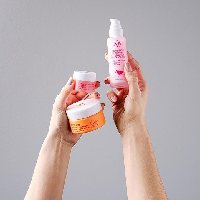 W7 Peachy Clean Makeup Removal, Aftercare & Cleansing Set - Remove Makeup, Moisturise & Soothe Skin and Lips - Including Sweet Dreams Overnight Lip Mask and Watermelon Wave Hydro-Glow Moisturiser-Velvo Beauty