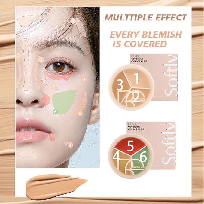Foundation Concealer Palette + Color Corrector Palette, Light Color Combination Cosmetics Cream Highlighting Palette, Cover Dark Circles, Bruises, Age Spots, Blemish, Vegan & Cruelty Free-Velvo Beauty