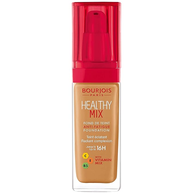 Bourjois Healthy Mix Anti-Fatigue Medium Coverage Liquid Foundation 57.5 Golden Toffee, 30ml-Velvo Beauty