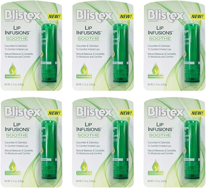 Blistex Lip Infusions Soothe Lip Moisturizer 0.13 Ounce (6 Pack)-Velvo Beauty