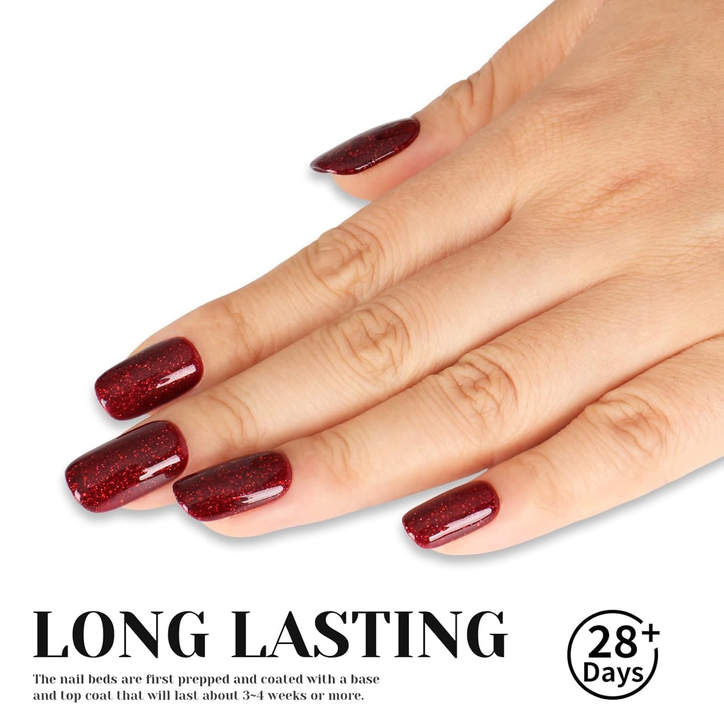 Glitter Red Gel Polish,Sparkly Shimmer Christmas Red Glitter Gel Nail Polish,0.51 Fl Oz Soak Off UV Poinsettia Gel Nail Polish for DIY Nail Art,Holiday Gifts - GP0064-Velvo Beauty