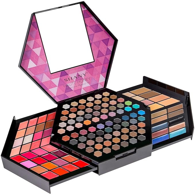 SHANY Haute Honey Makeup Set - All-in-One Makeup Kit with 80 Eyeshadows, 32 Lip Colors, 6 Gel Eyeliners, 4 Face Powders, 4 Blushes, and 4 Eyebrow Powders-Velvo Beauty