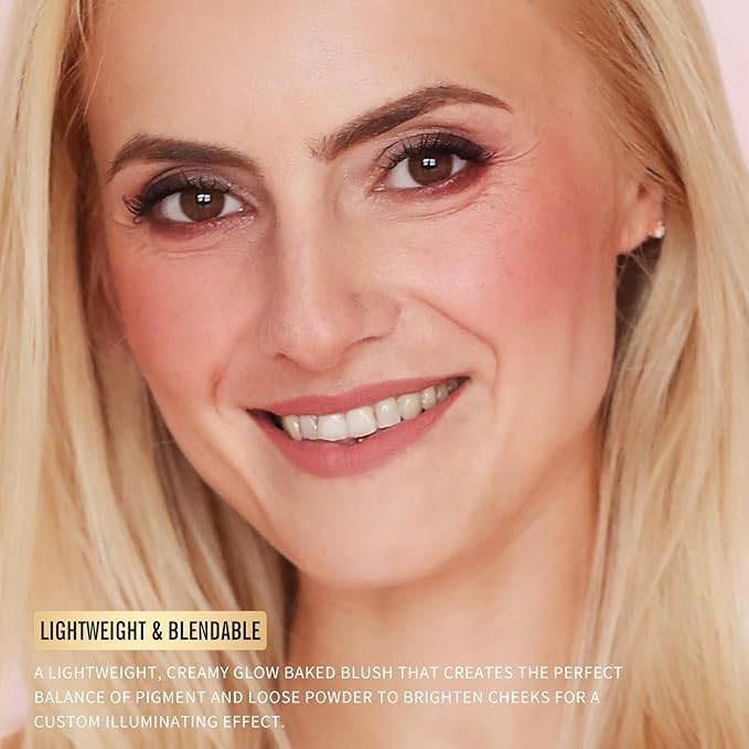 KIMUSE Baked Blush, Lighting Glow Marbleized Blush Powder Blush, Contour & Highlight Face for a Creamy Lightweight Natural Finish-Velvo Beauty