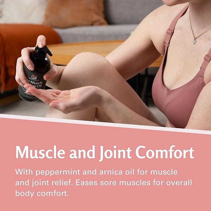 M3 Naturals Arnica Sore Muscle Massage Oil with Collagen, Stem Cells, and Menthol, Anti-Cellulite Therapy for Full Body, Fast-Absorbing Multipurpose Treatment-Velvo Beauty