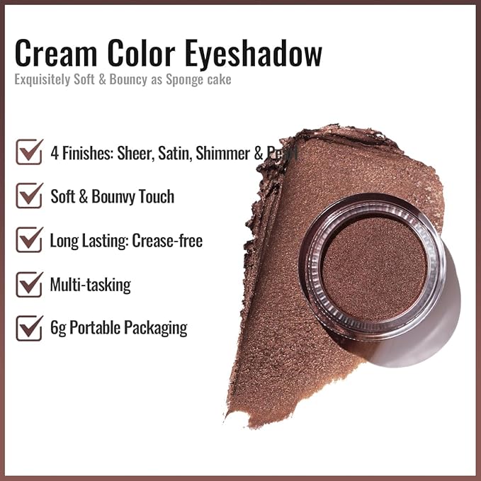 Oulac Bronze Cream Eyeshadow also for Highlighter Large Capacity Highly Pigmented Eye Shadow Waterproof &Long Lasting with Moisturizing Formula P01-Velvo Beauty