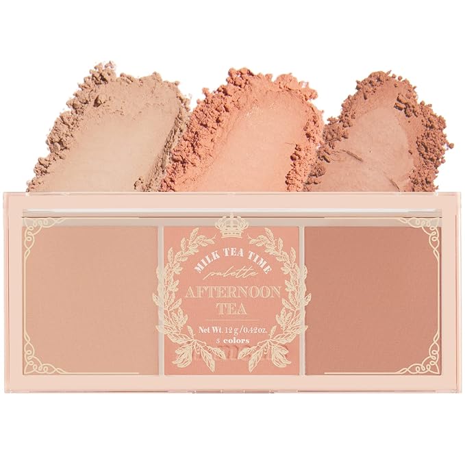I'm Meme Palette - Afternoon Tea Blusher | Milk Tea Time, Blush for Cheek, Natural & Neutral, Buildable & Blendable, 3 Shades Palette, Matte Powder Blush for Face & Cheeks, For All Skin Tones, 0.42 oz-Velvo Beauty