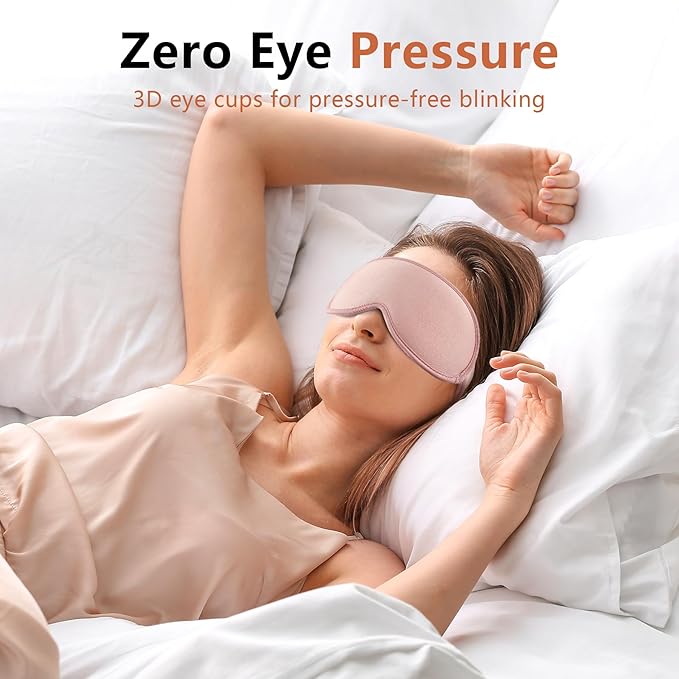 Sleep Mask for Side Sleeper Women Men, Eye Mask for Sleeping Light Blocking, 3D Contoured Cup Sleeping Mask, Soft Breathable Sleep Eye Mask with Adjustable Elastic Strap for Travel Pink-Velvo Beauty