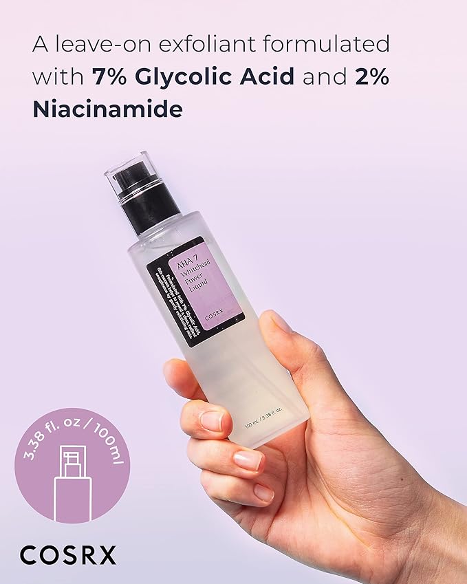 COSRX 7% Glycolic Acid Whitehead Removing Power Liquid, 3.38 fl.oz, AHA Exfoliant, Exfoliating Toner for Face & Body, Pore Minimizer, Korean Skin Care-Velvo Beauty
