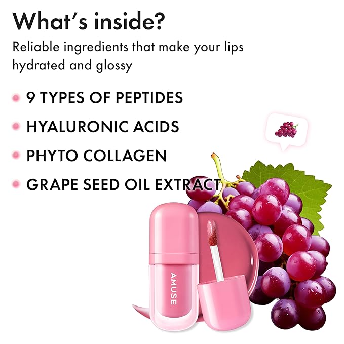 Amuse SEOUL BEBE TINT - 08 GRAPE BEBE | 24-hour Long-lasting Lip Stain, Plumping, Hydrating, Moisturizing, No Peel Off, Lip Care, Treatment, Non Sticky, Korean Lip Tint for Dry Lips-Velvo Beauty