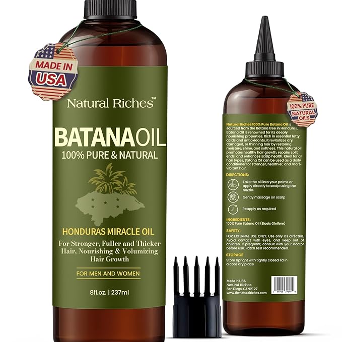 Natural Riches Unrefined Organic Batana Oil, 8 fl oz, 100% Pure & Natural, Cold pressed Honduras Miracle Oil for Hair Growth.-Velvo Beauty