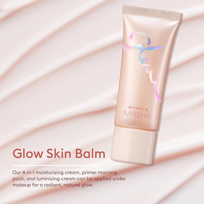MISSHA Glow Skin Balm 0.68 fl oz/ 20ml, 4-in-1 Primer, Moisturizing Cream, Morning Pack, Luminizing Cream for a Flawless Natural Glow Glass Skin-Velvo Beauty