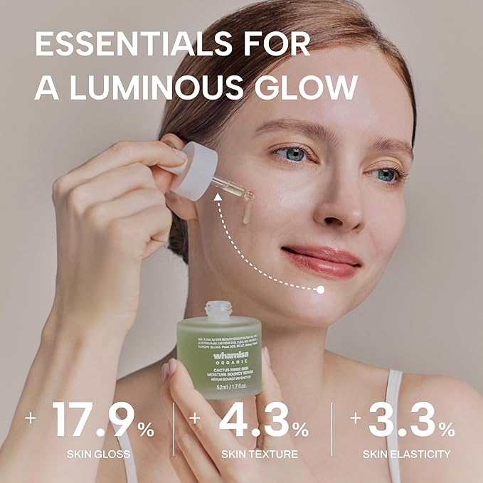 Whamisa Organic Cactus Bouncy Serum, 48 hrs Inner Skin Moisture, 72 hrs Hydrating and Moisturizing, Postbiotics, Facial Ampoule (52ml)-Velvo Beauty