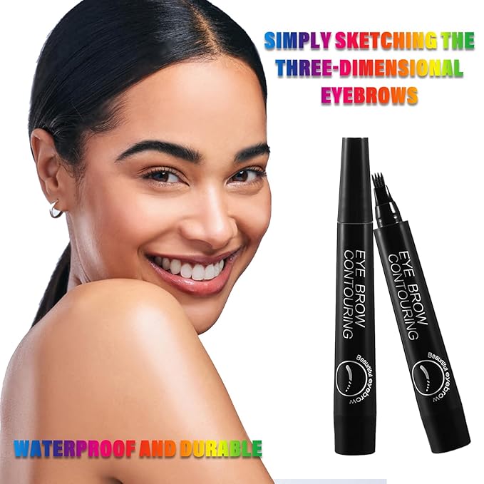 Eyebrow Pen Waterproof, Liquid Eyebrow Pencil with a Micro-Fork Tip Applicator Creates Natural Looking Brows Effortlessly, Black-Velvo Beauty
