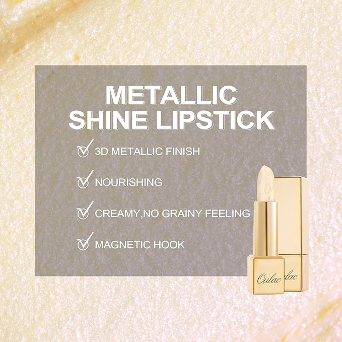 Oulac Glitter Lipstick for Women with Metallic 3D Shine Lightweight Hydrating Formula, High Impact Lip Color, Vegan & Gluten Free Beauty, Sheer Coverage Lip Makeup, Crystal Veil(27)-Velvo Beauty