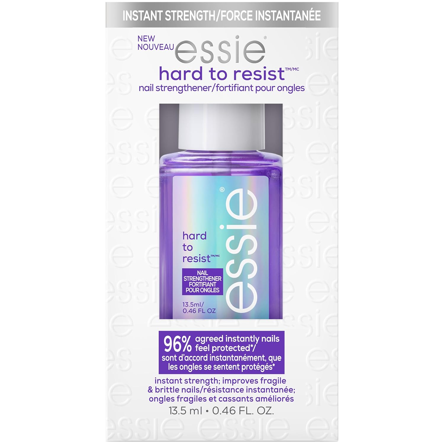 essie Nail Care, 8-Free Vegan, Hard To Resist Nail Strengthener, Neutralize & Brighten, violet, 0.46 fl oz-Velvo Beauty