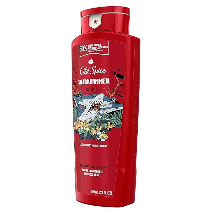Old Spice Body Wash for Men, Sharkhammer, Long Lasting Lather, 24 fl oz (Pack of 4)-Velvo Beauty