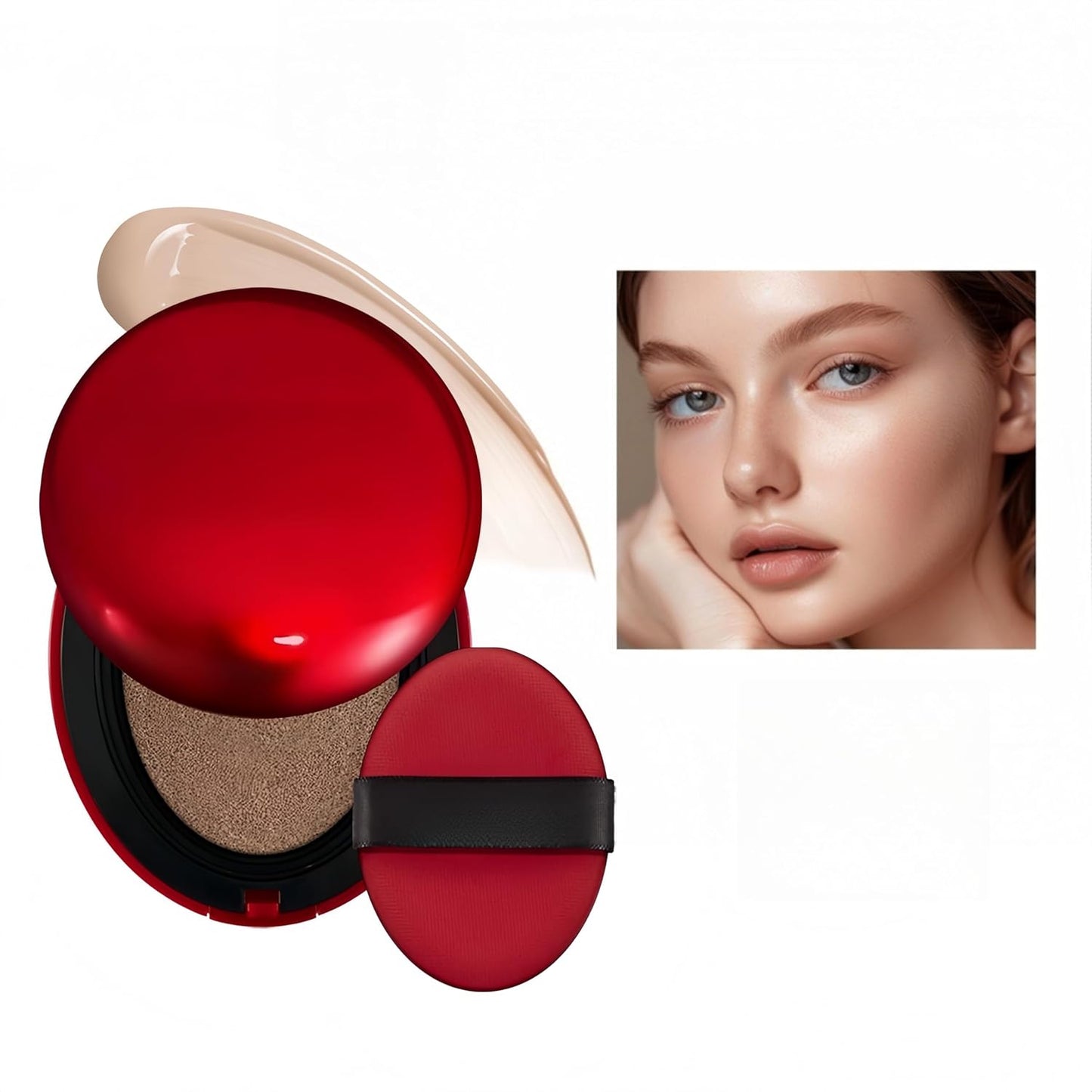 MAEPEOR Cushion Foundation 9 Colors Full Coverage Weightless Satin Glow Foundation Hydrating Long-Lasting Cushion BB Cream (Color 05)-Velvo Beauty