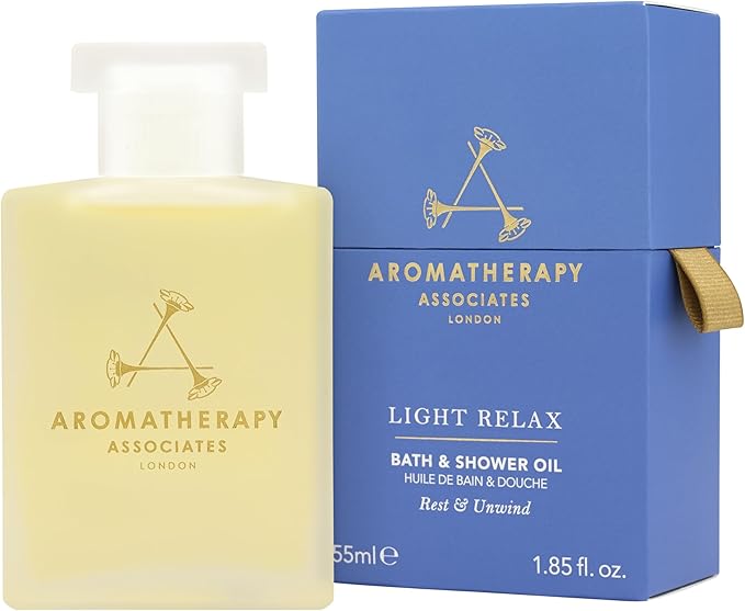 Aromatherapy Associates Light Relax Bath and Shower Oil, Natural Body Oil to Refresh Mind, Body and Spirit, Hydrating Body Oil Made with 3 Essential Oils (1.86 oz)-Velvo Beauty
