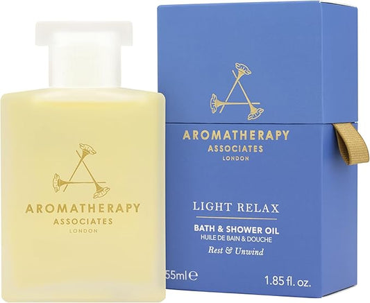 Aromatherapy Associates Light Relax Bath and Shower Oil, Natural Body Oil to Refresh Mind, Body and Spirit, Hydrating Body Oil Made with 3 Essential Oils (1.86 oz)-Velvo Beauty