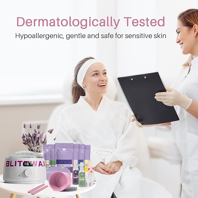 BLITZWAX Brazilian and Bikini Waxing Kit for Women, Hard Wax Warmer for Face, Legs, and Body, At Home Hair Removal Kit, Beginner Friendly, Quick Heating, Frost Reverb Digital Wax Pot-Velvo Beauty