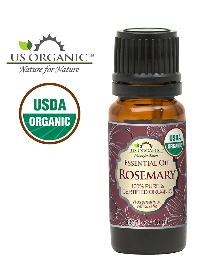 US Organic 100% Pure Rosemary Essential Oil, USDA Certified Organic 100% Pure, Steam Distilled, for Hair Growth, Scalp, Face, Skin, and Aromatherapy (Size Variations Available) (10 ml)-Velvo Beauty