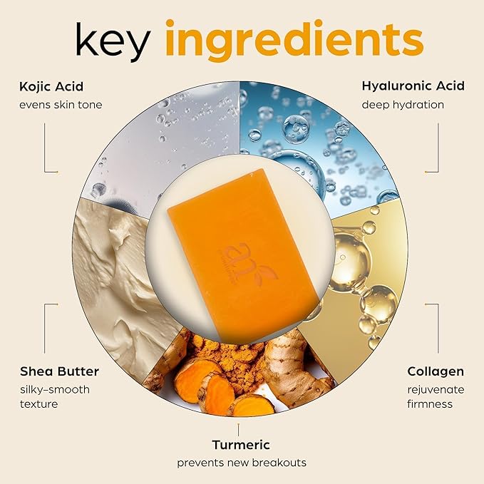 Kojic Acid Soap + African Net Sponge (2 pack X 142g Turmeric bars) Dark spot remover & Scars - Original Japanese Complex Vitamin C, Hyaluronic Acid, retinol, shea butter (Citrus)-Velvo Beauty