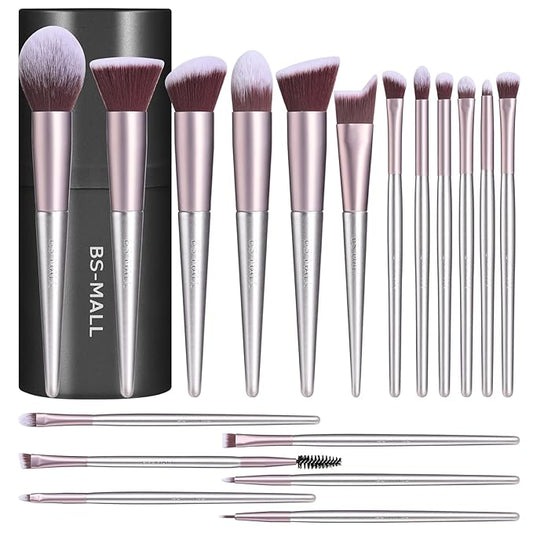 BS-MALL Makeup Brush Set 18 Pcs Premium Synthetic Foundation Powder Concealers Eye shadows Blush Makeup Brushes with black case-Velvo Beauty