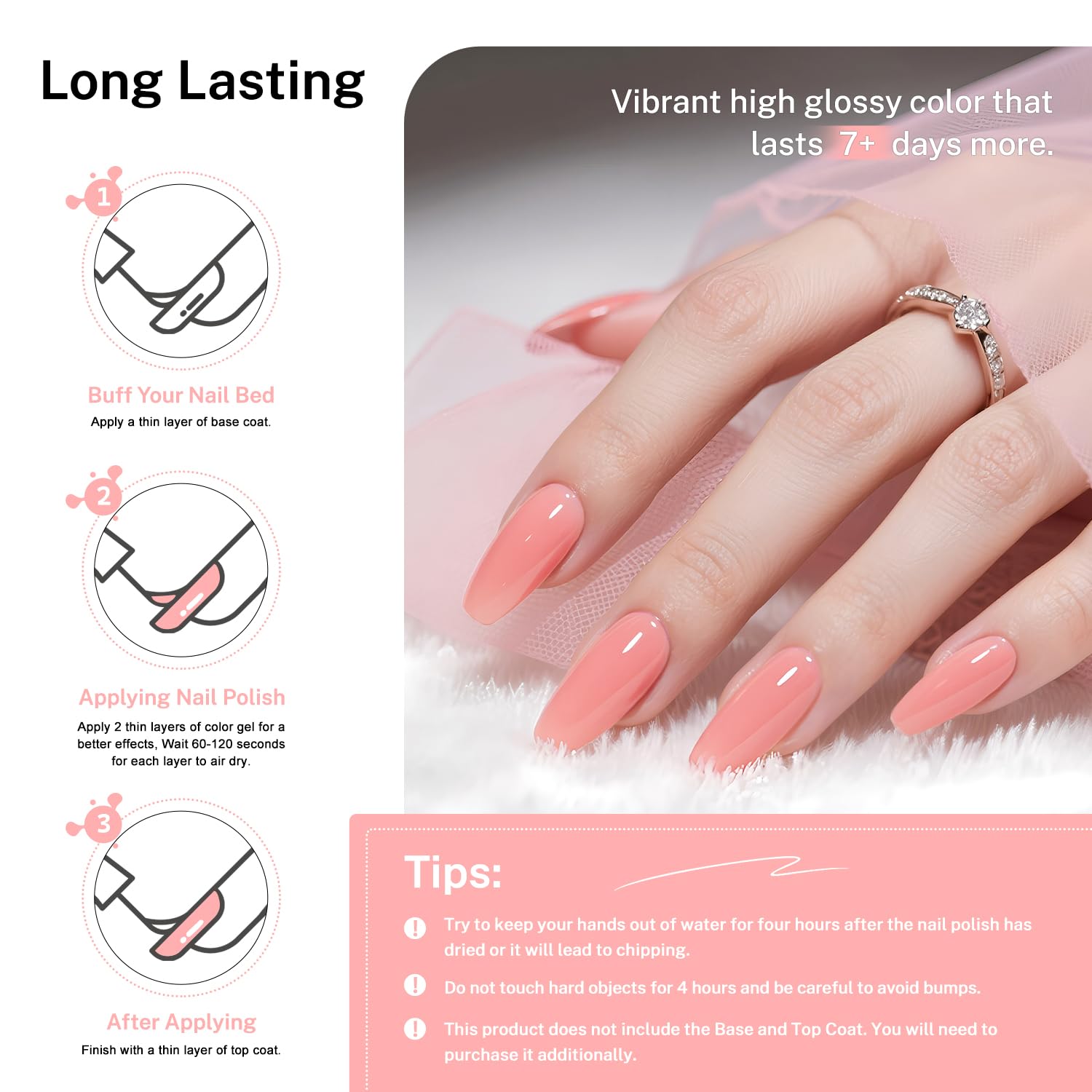 16.5ml Soft Pink Nail Polish Large Volume Quick Dry Nail Polish, Long Lasting Shine, Fingernail Toenail Nail Art DIY Home Travel Nail Art Gift-Velvo Beauty