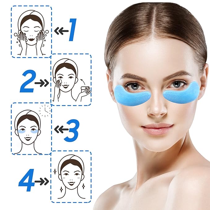 Under Eye Patches- 28 Pairs Blueberry Collagen Eye Mask Eye Patches for Reducing Puffy Eyes and Dark Circles, Anti Aging Gel Eye Pads Under Eye Mask, Blue-Velvo Beauty
