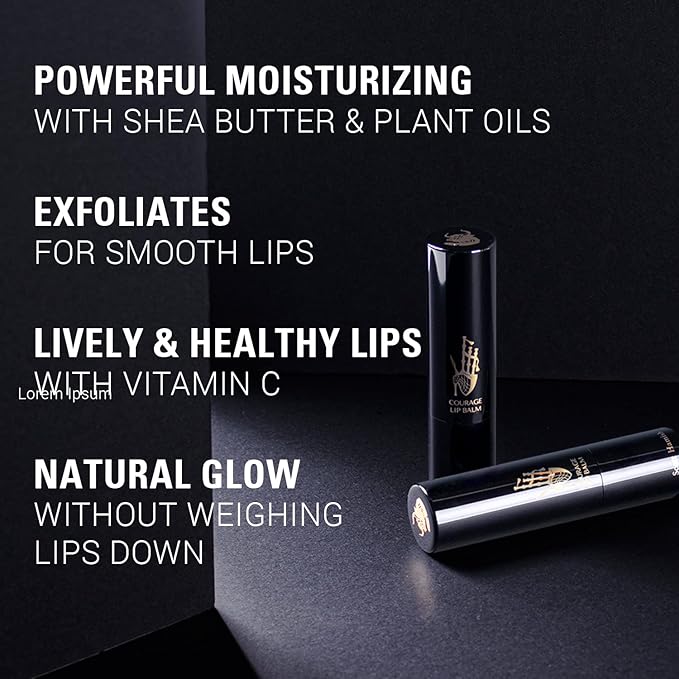 Courage Lip Balm – Hydrating Lip Balm for Men - Shea Butter & Cica to Moisturize & Soothe Dry, Chapped Lips – Anti Aging Lip Moisturizer to Restore Radiance and Improve Softness of Lips, 0.12oz.-Velvo Beauty
