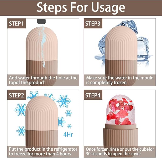 XHJRI Ice Face Roller Massager,Ice Cube Roller for Face, Eyes and Neck Naturally Conditioning and Skin Care,De-Puff Eye Bags,Reduce Migraine Pain,Reusable Massage Silicone Ice Mold (Coffee)-Velvo Beauty