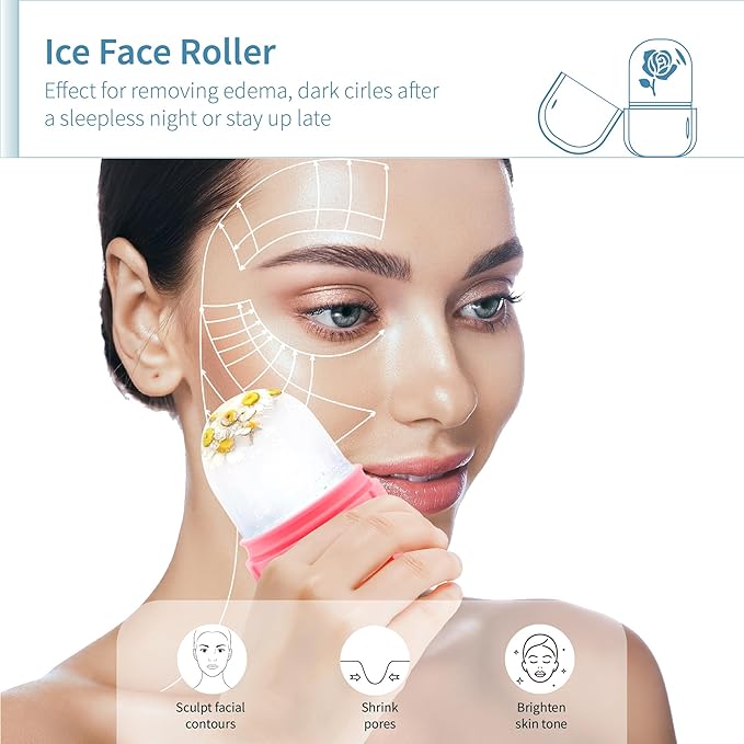 Ice Roller for Face,Ice Face Roller Skin Care ,Face Ice Pack Ice Facial and Eyes Cube Massager tools.Contains Essence Set (Set-Purple)-Velvo Beauty
