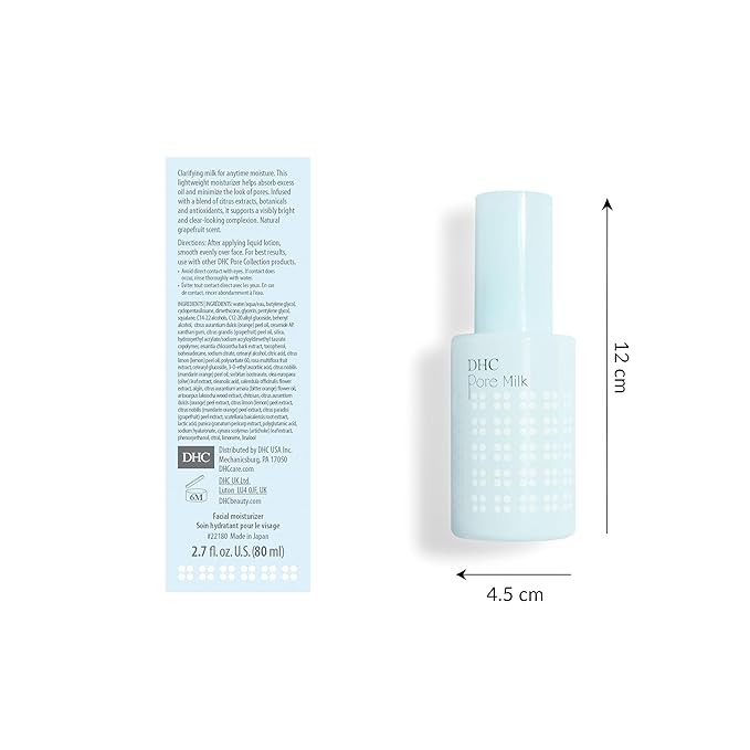 DHC Pore Milk, Pore Minimizing Daytime Moisturizer, Lightweight, Hydrating, Reduces Pores, Fragrance and Colorant Free, Ideal for oily and acne-prone skin, 2.7 fl. oz.-Velvo Beauty