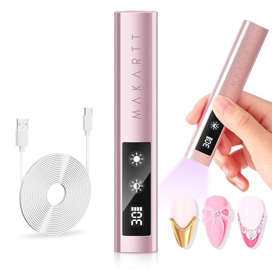 Makartt Handheld UV Nail Lamp with Painless Mode: Portable Flash Cure Lamp for Fast Curing Gel Polish Nails Tips & Glue Rechargeable USB Nail Art Light with LCD 3 Timer for Home Salon Use-Velvo Beauty